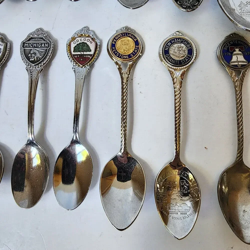 Lot Of 16 Souvenier Spoons United States Collector Vintage Assorted